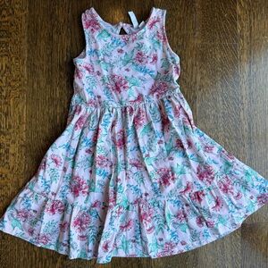 Floral Pink Sleeveless Kids Dress